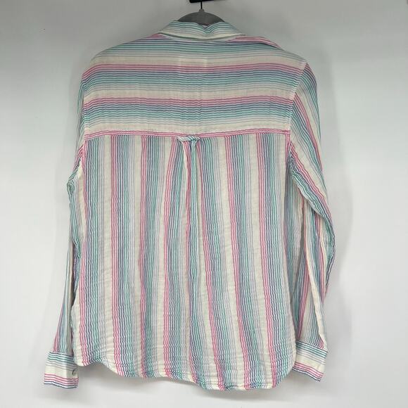 Rails Iris Stripe Ellis Shirt Women's Size M Multicolor 100% Cotton Gauze Button - Picture 4 of 12